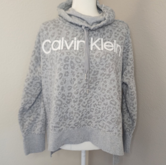 Calvin Klein Women's Size XLarge Leopard Animal Print Cowl Neck Sweatshirt Box2 - Picture 1 of 12